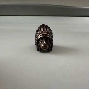 Brass Indian chief head ring antique